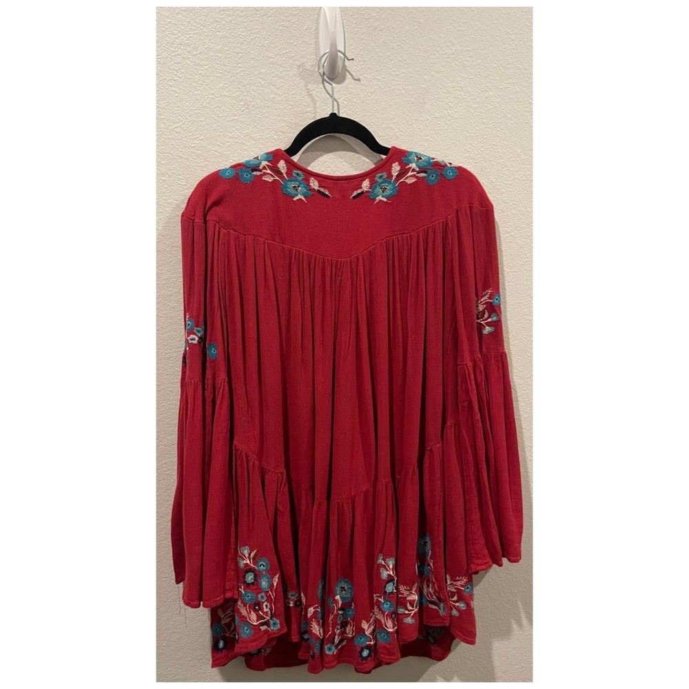 FREE PEOPLE Te Amo Butterfly Sleeve Embroidered V-Neck Mini Dress - Picture 6 of 6